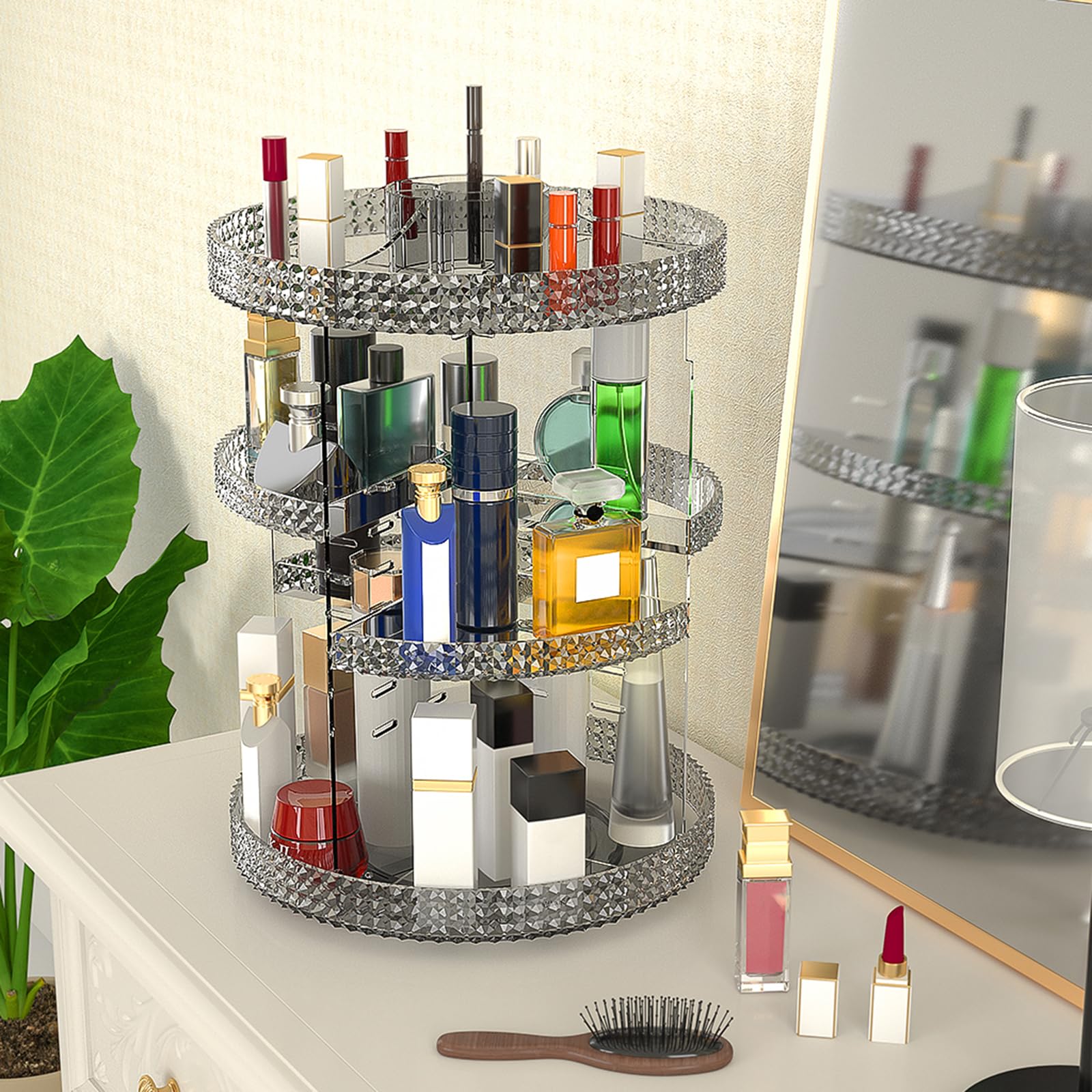 HEMTROY removable DIY seven-layer skincare organizer offers adaptable shelf spacing
