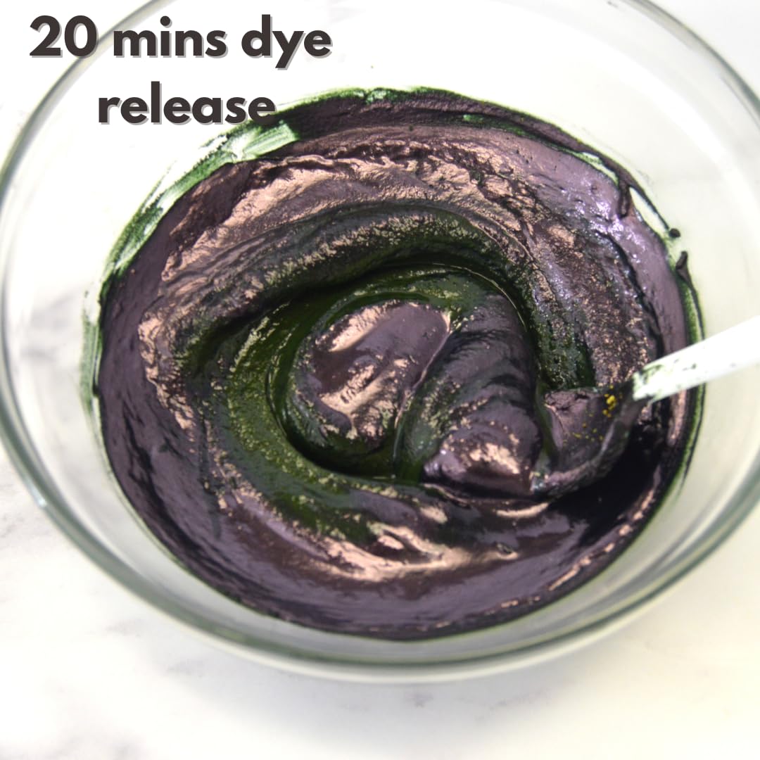Indigo powder mixing with water for dye preparation by The Henna Guys.