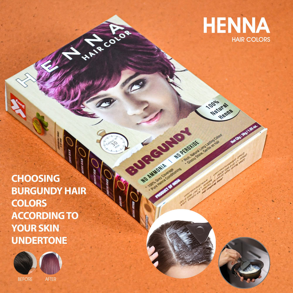 HENNA HAIR COLOR Organic dye powder used for semi-permanent burgundy.