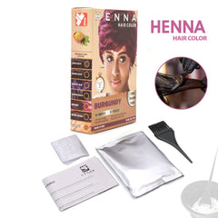 HENNA HAIR COLOR Burgundy grey coverage on roots and strands.