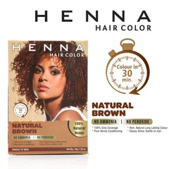 Henna Hair Color Natural Brown glossy finish adds natural shine.