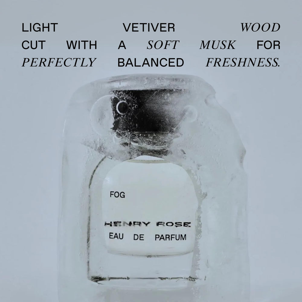 Henry Rose Fog applying-on-wrist demonstrates easy, on-the-go use.