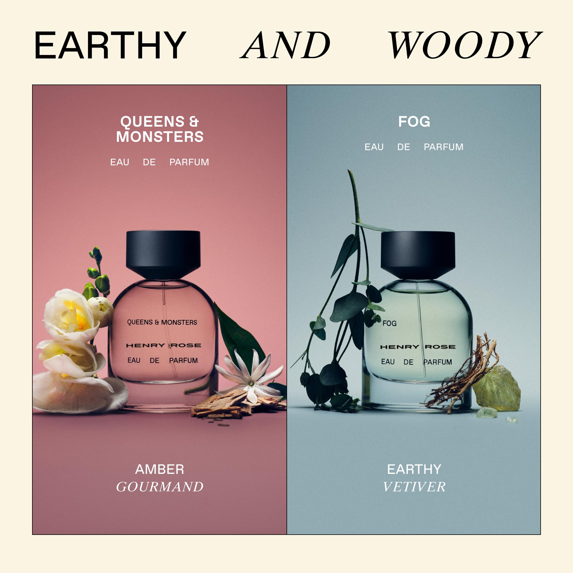 Henry Rose Queens & Monsters vanilla-sandalwood warmth suitable for cozy evenings.