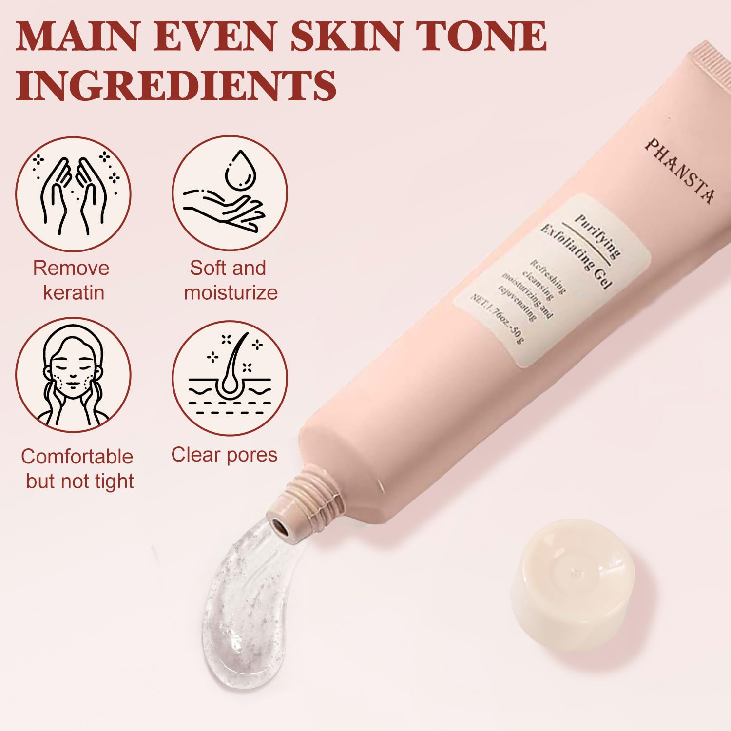 Hepanio purifying exfoliating gel texture swirl showing smooth exfoliation.