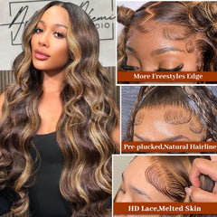 Hepnok 13x6 HD Swiss lace front enables seamless parting and realism.