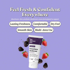 Her Fantasy Box Everywhere Deodorant berry-scent tube application shows smooth glide and even coverage