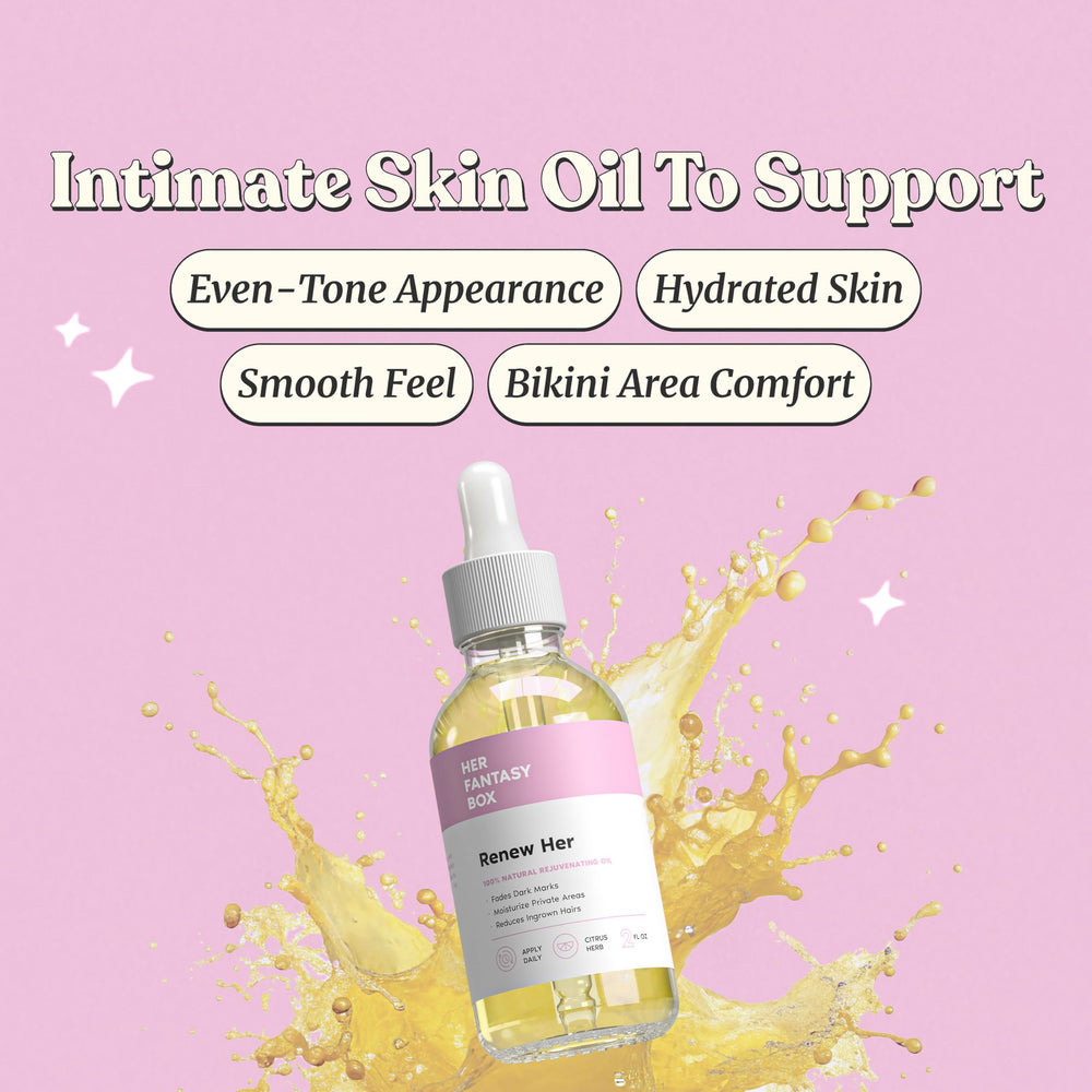 Renew Her bottle close-up highlighting natural ingredients.