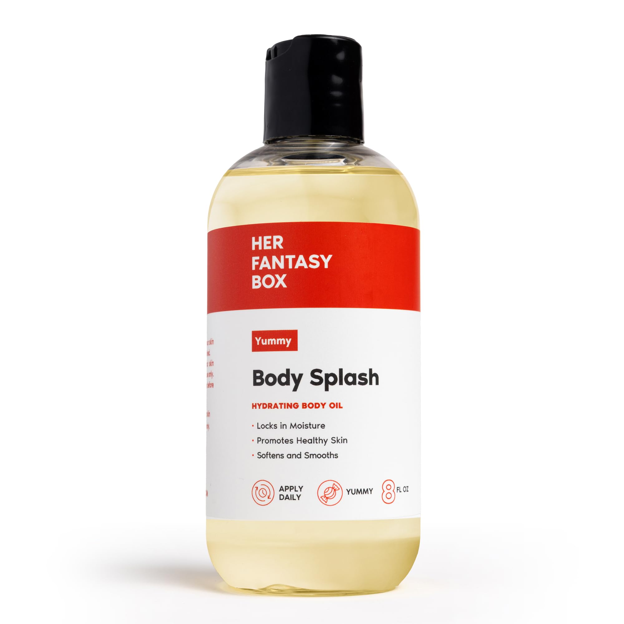 Her Fantasy Box Yummy Body Splash bottle ready for hydration
