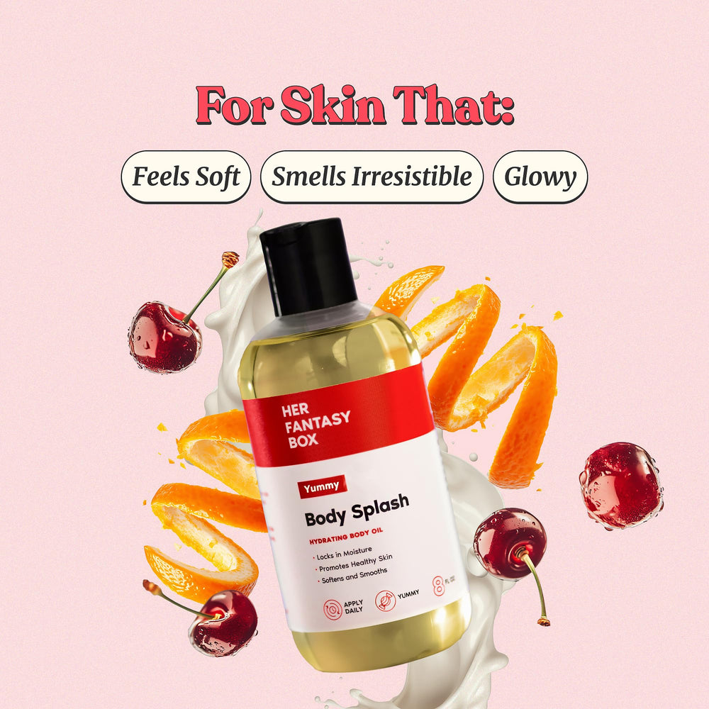 Her Fantasy Box Yummy Body Splash spray pump for quick application