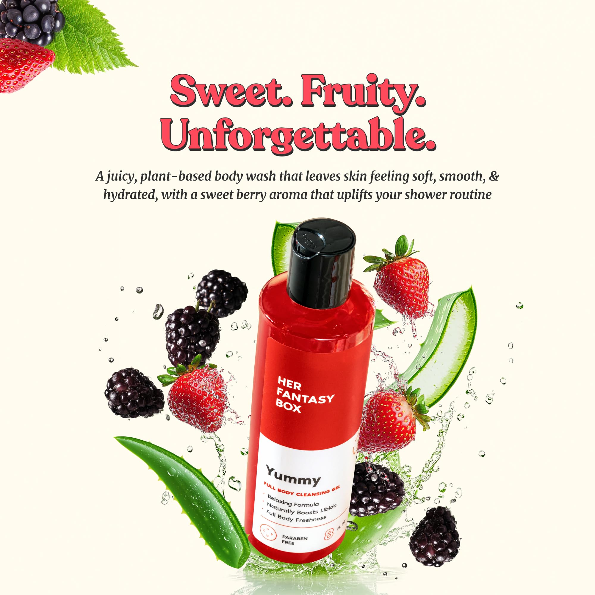 Rich lather from Yummy Body Wash creates a luxurious shower experience.