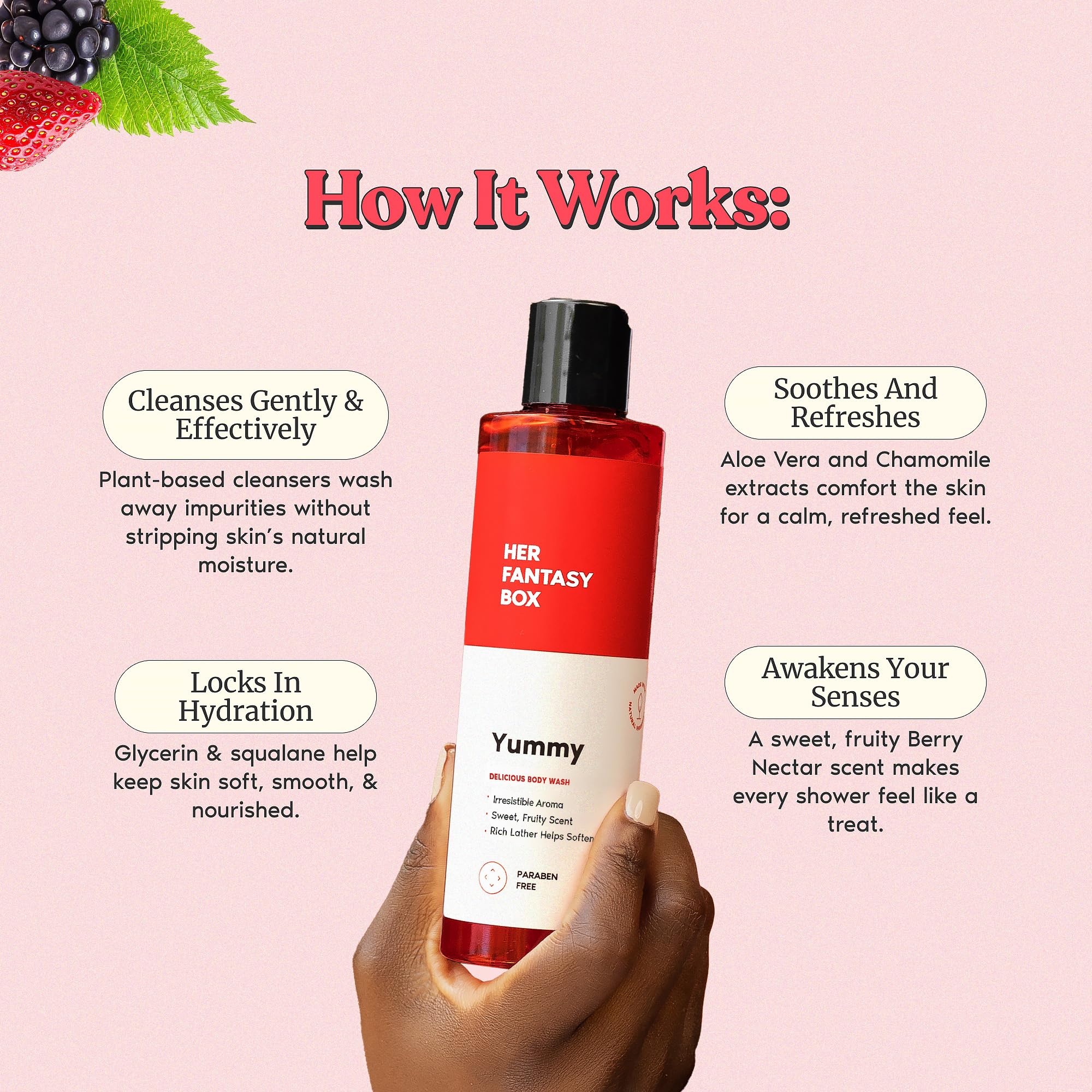 Citrus scent notes of lemon and orange elevate morning routines with Yummy.