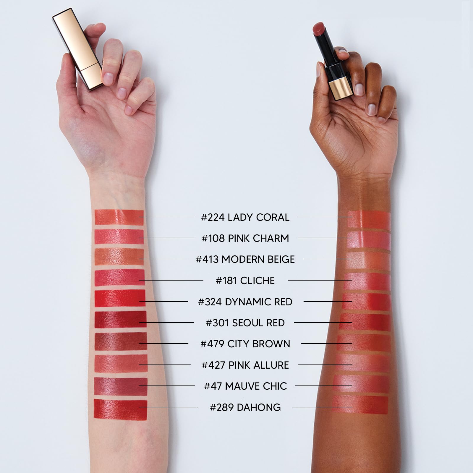 HERA Rouge Classy Lipstick 413 on vanity highlights color selection for curated looks.
