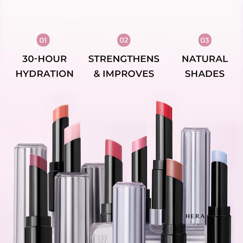 HERA lip swatch shows sheer buildable color and smooth glide.