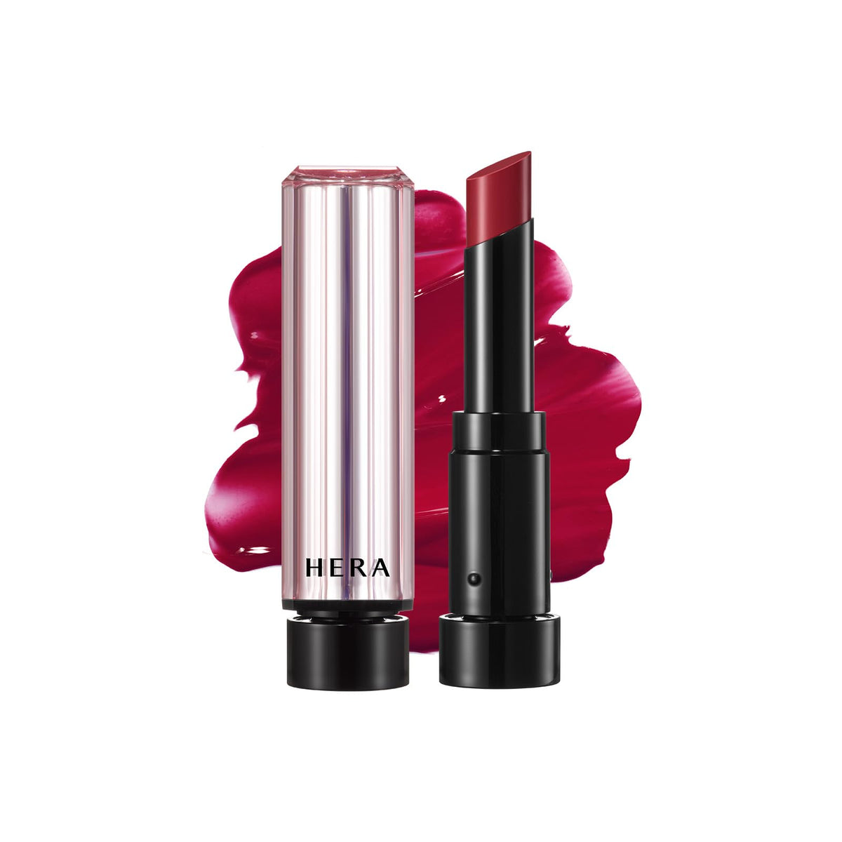 HERA Sensual Tinted Shine Stick black cherry swatch with long-lasting gloss.