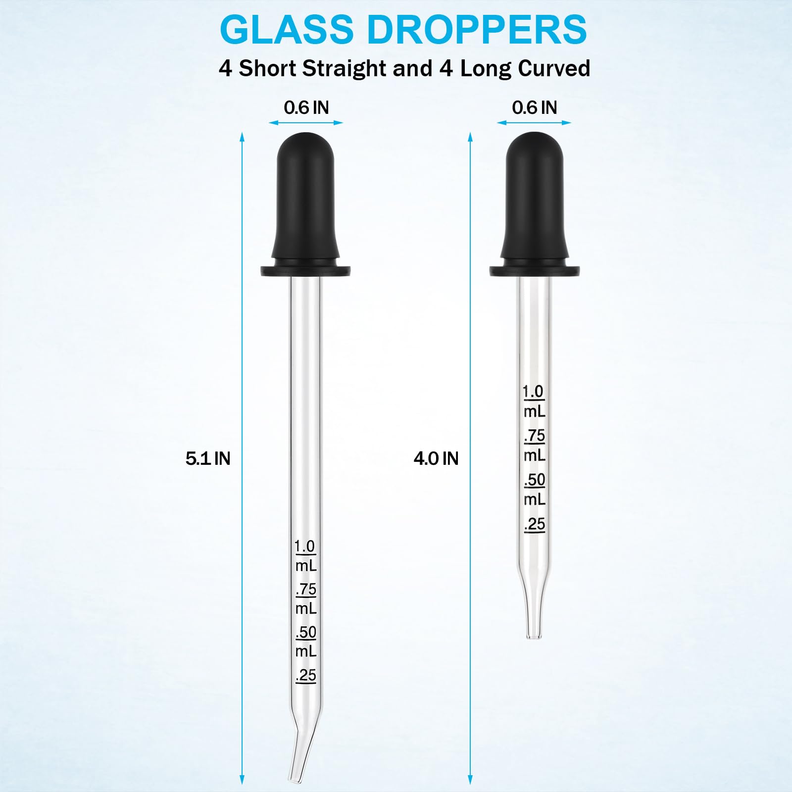 Herain glass pipette with long bent tip enables controlled dosing in crafts.