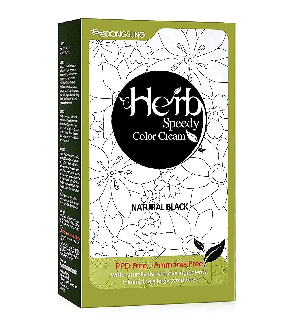 Herb Speedy Color Cream Natural Black swatch showing rich, natural shade and potential gray coverage.