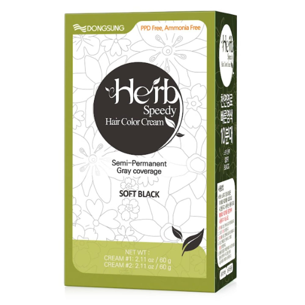 Herb Speedy Color Cream Soft Black tube for quick at-home coloring in 20 minutes