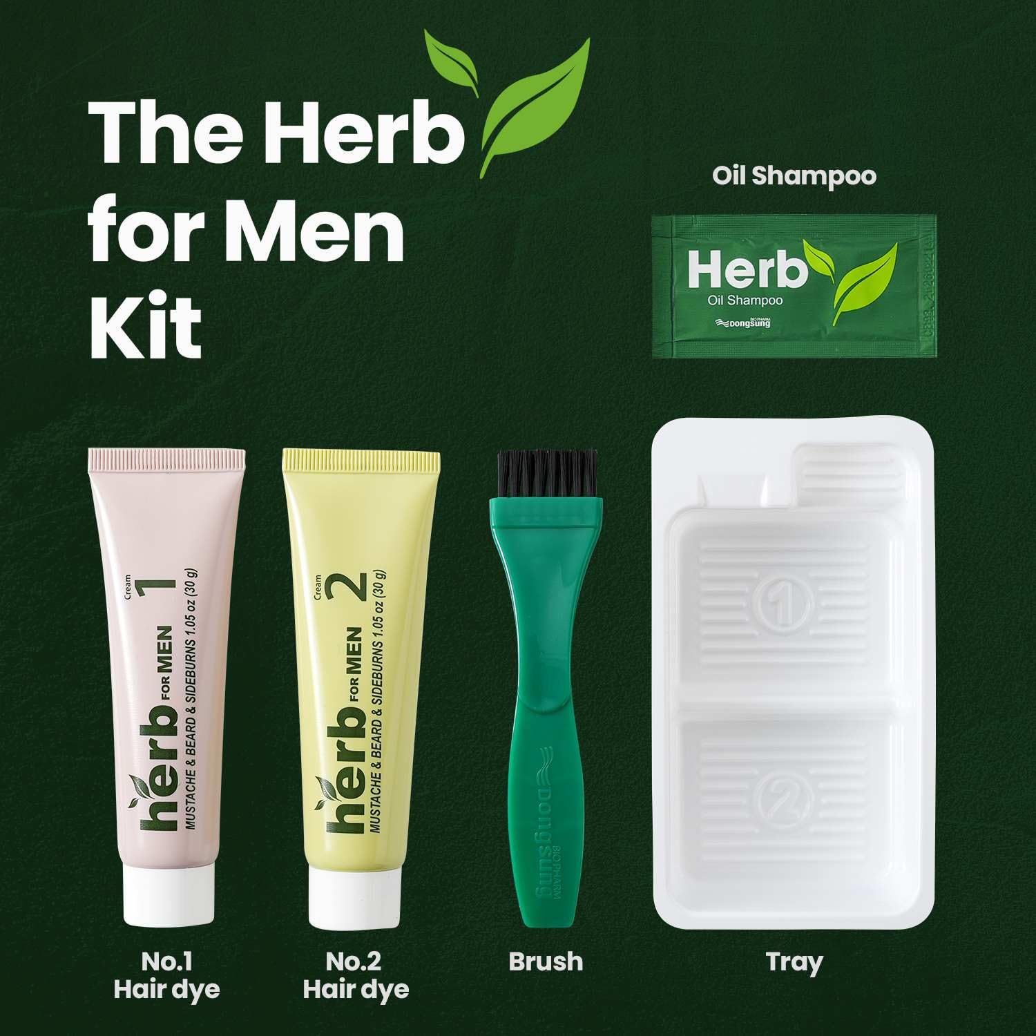 Herb Speedy finished dark brown shade on facial hair.