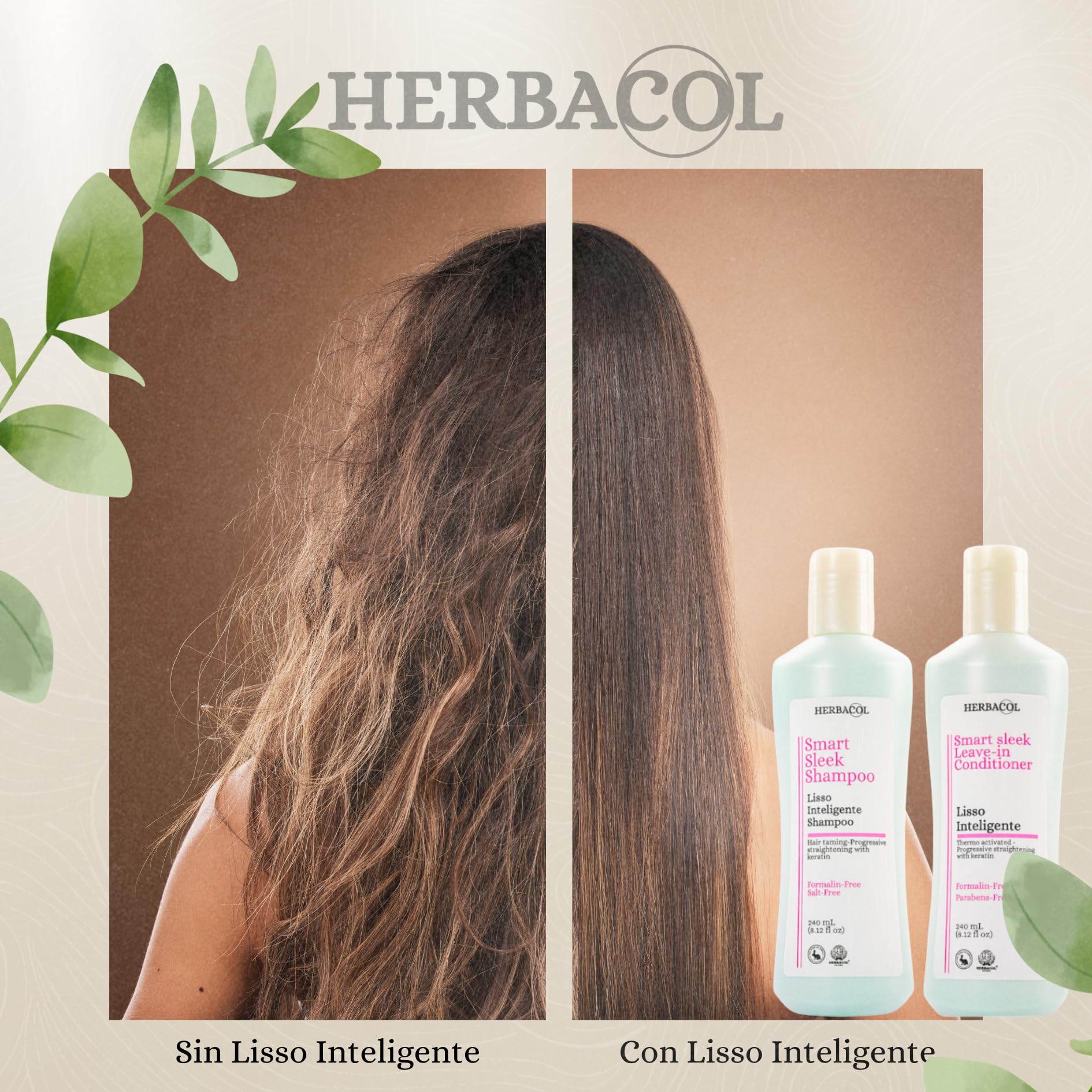 Herbacol Lisso Smart before-after comparison shows smoothing after use