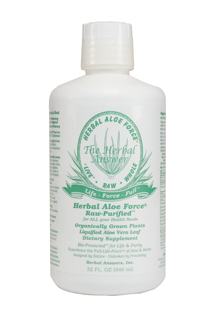 HERBAL ANSWERS Bottle beside measuring cup suggests versatile use in meals.