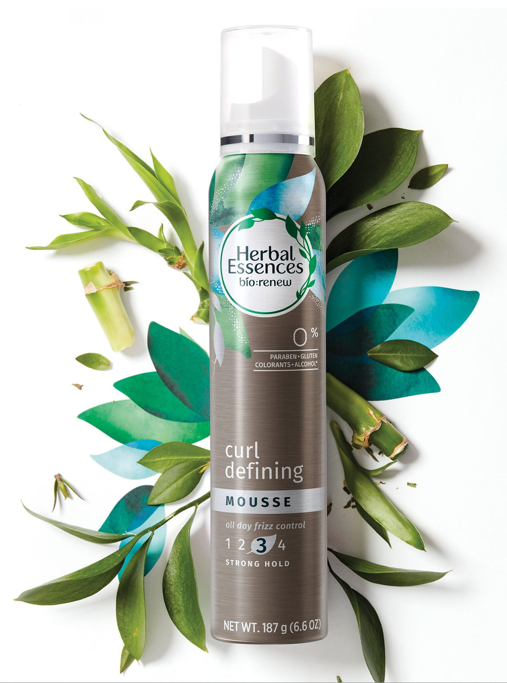 Defined curls with humidity protection after using Herbal Essences mousse.