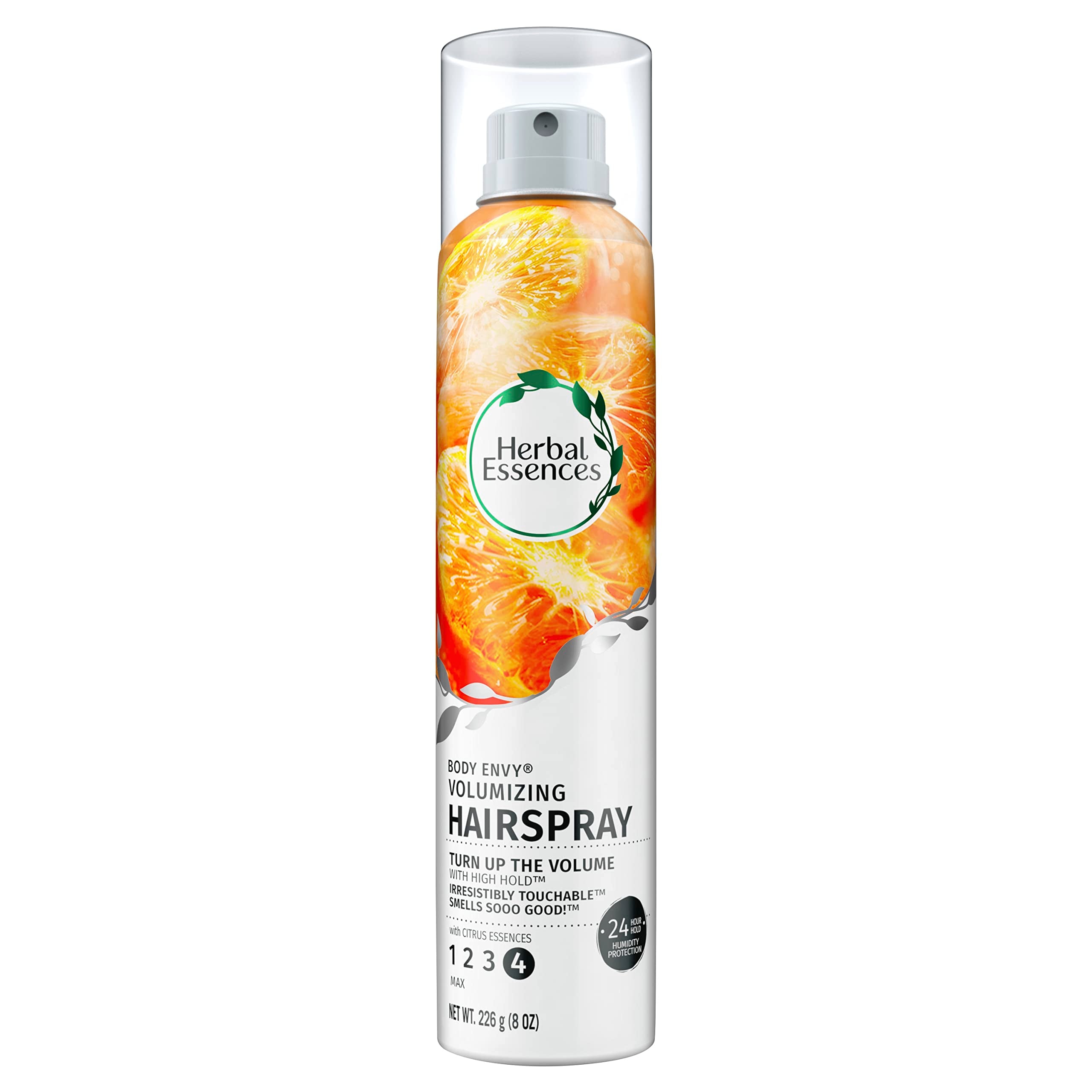 Herbal Essences Body Envy bottle closeup shows a color-safe formula for daily styling.