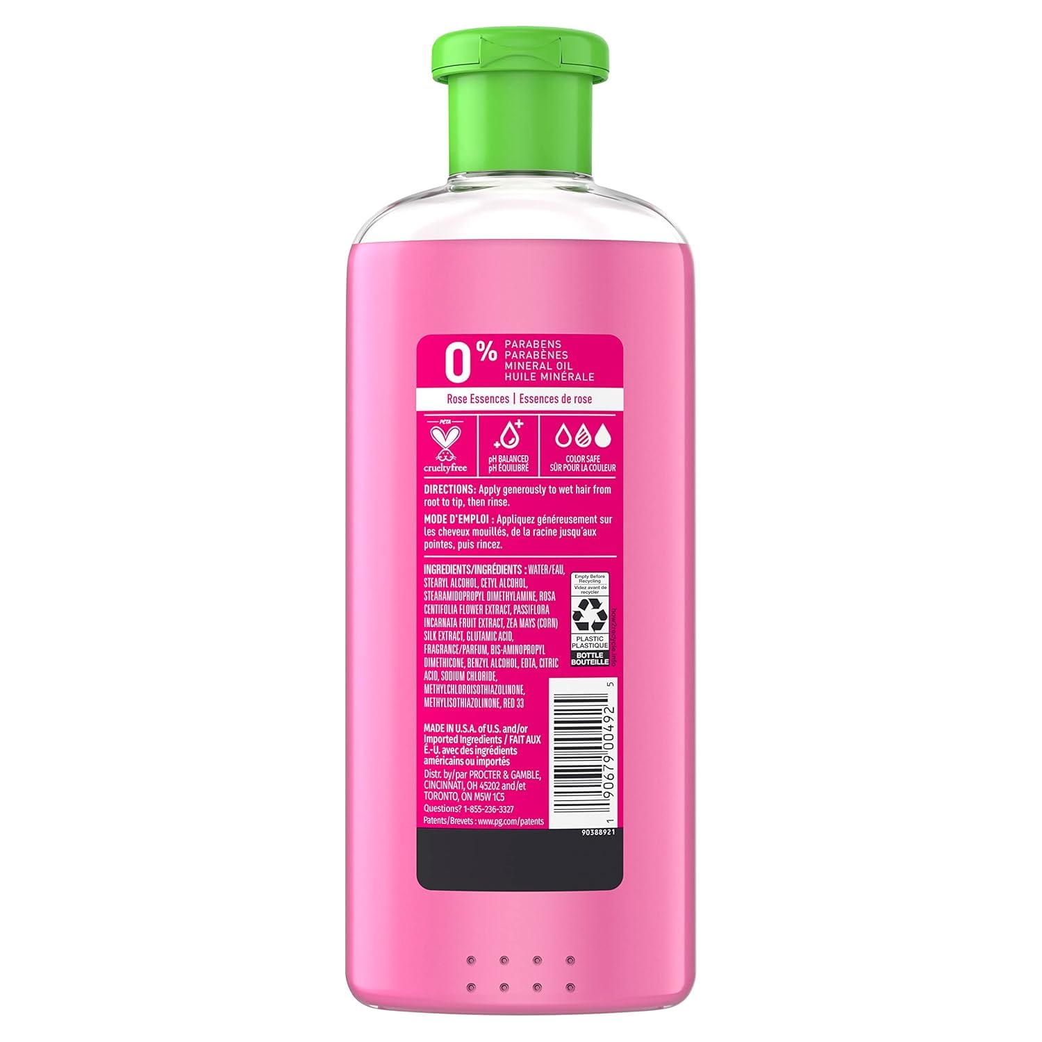 Herbal Essences Color Me Happy conditioner label highlighting paraben-free formula for color-treated hair.