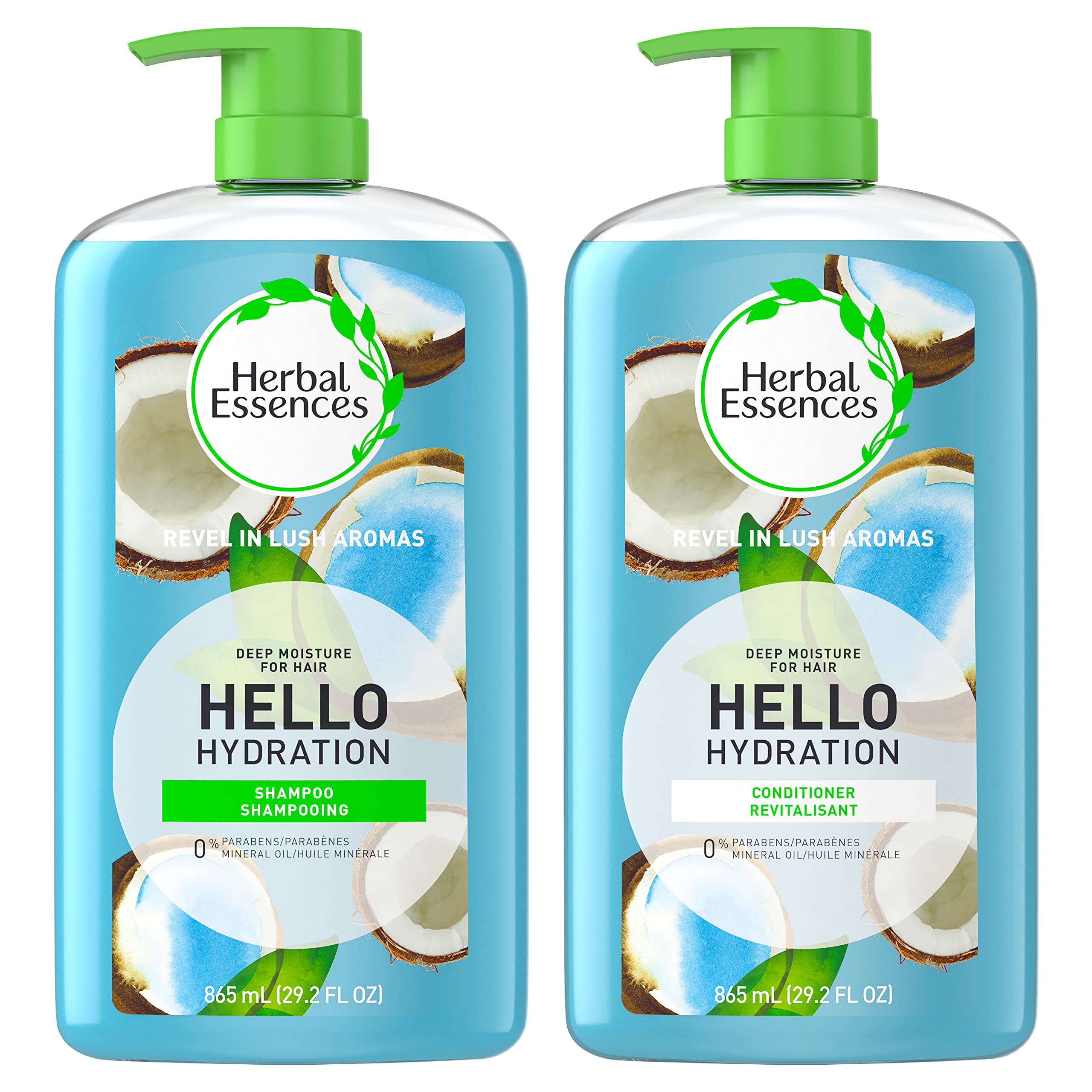Herbal Essences Hello Hydration shampoo bottle with coconut scent for hydrated hair