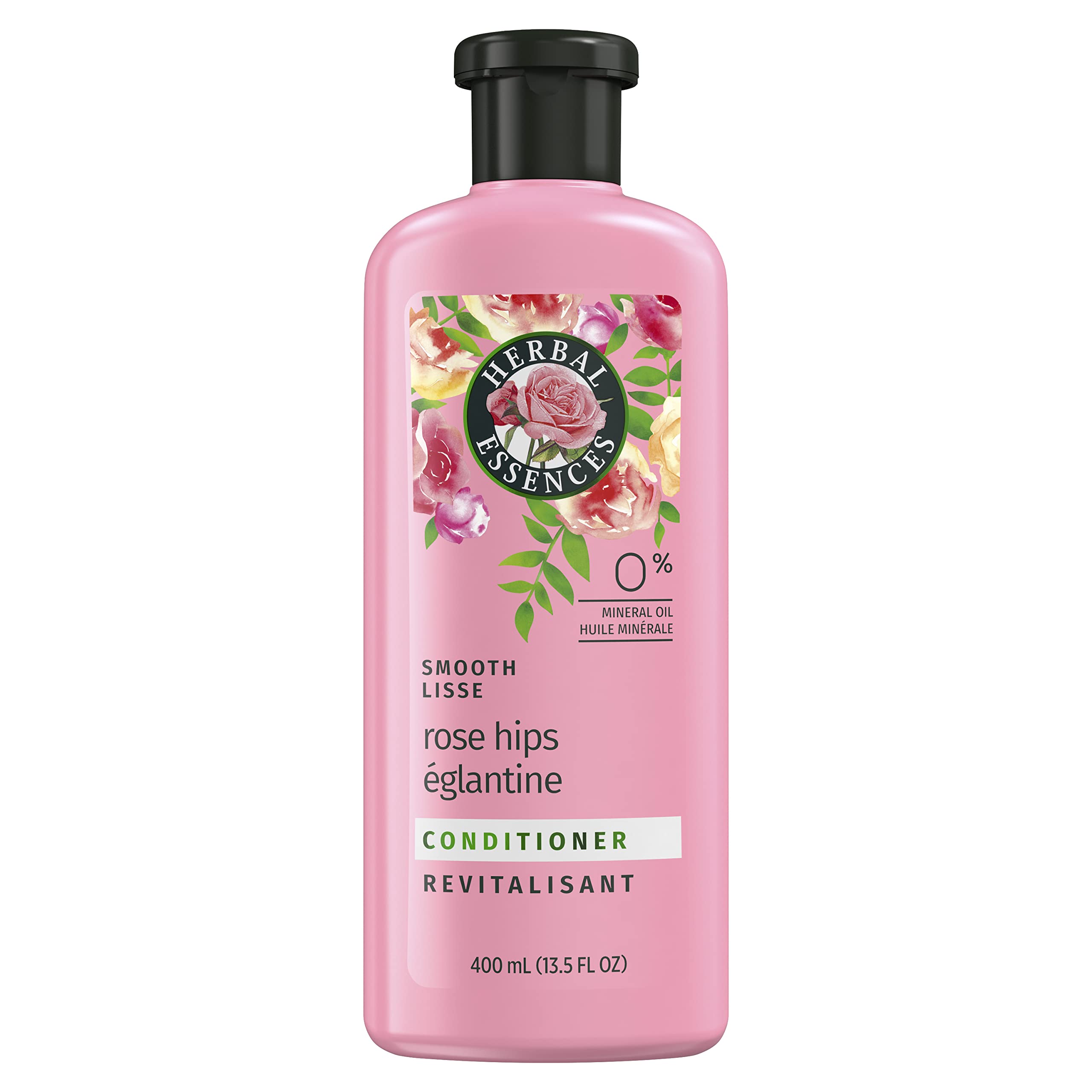 Herbal Essences Rose Hips Smooth Conditioner bottle for shiny, smooth hair.