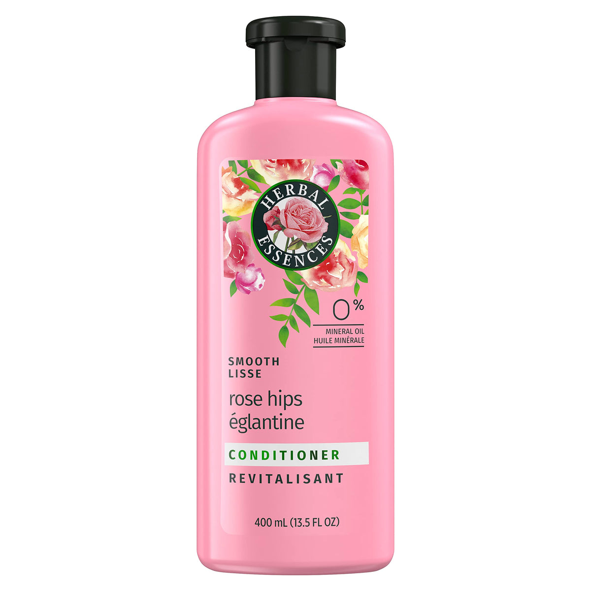 Herbal Essences Rose Hips Smooth Conditioner bottle for shiny, smooth hair.