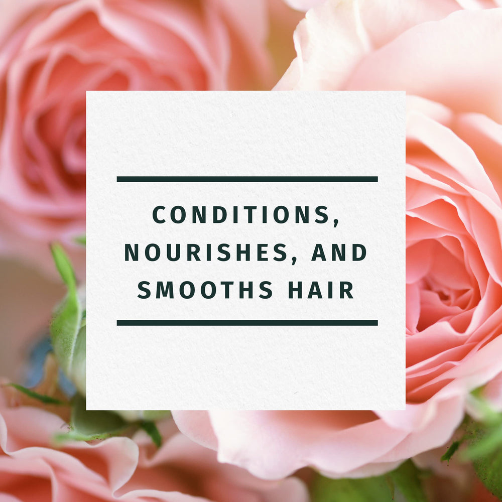Floral rose scent note enhances shower rituals with a fresh aroma.