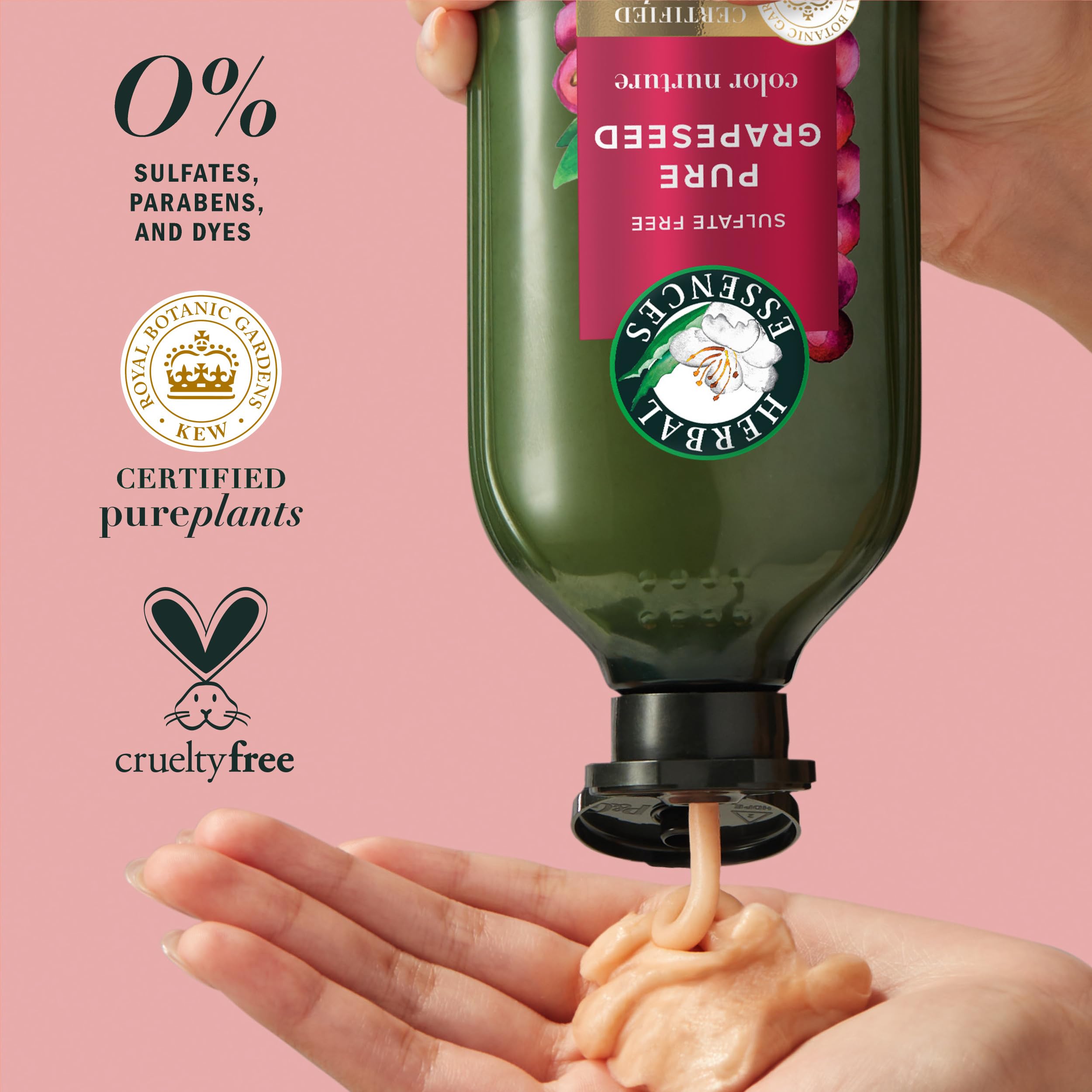 Label notes sulfate and paraben free formula on Herbal Essences