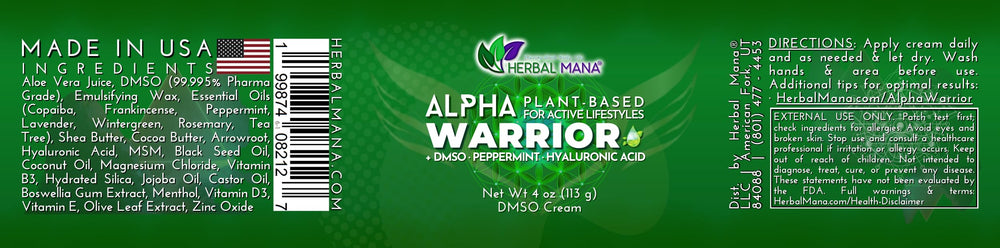 Herbal Mana Alpha Warrior cream texture shown during quick, cooling application.