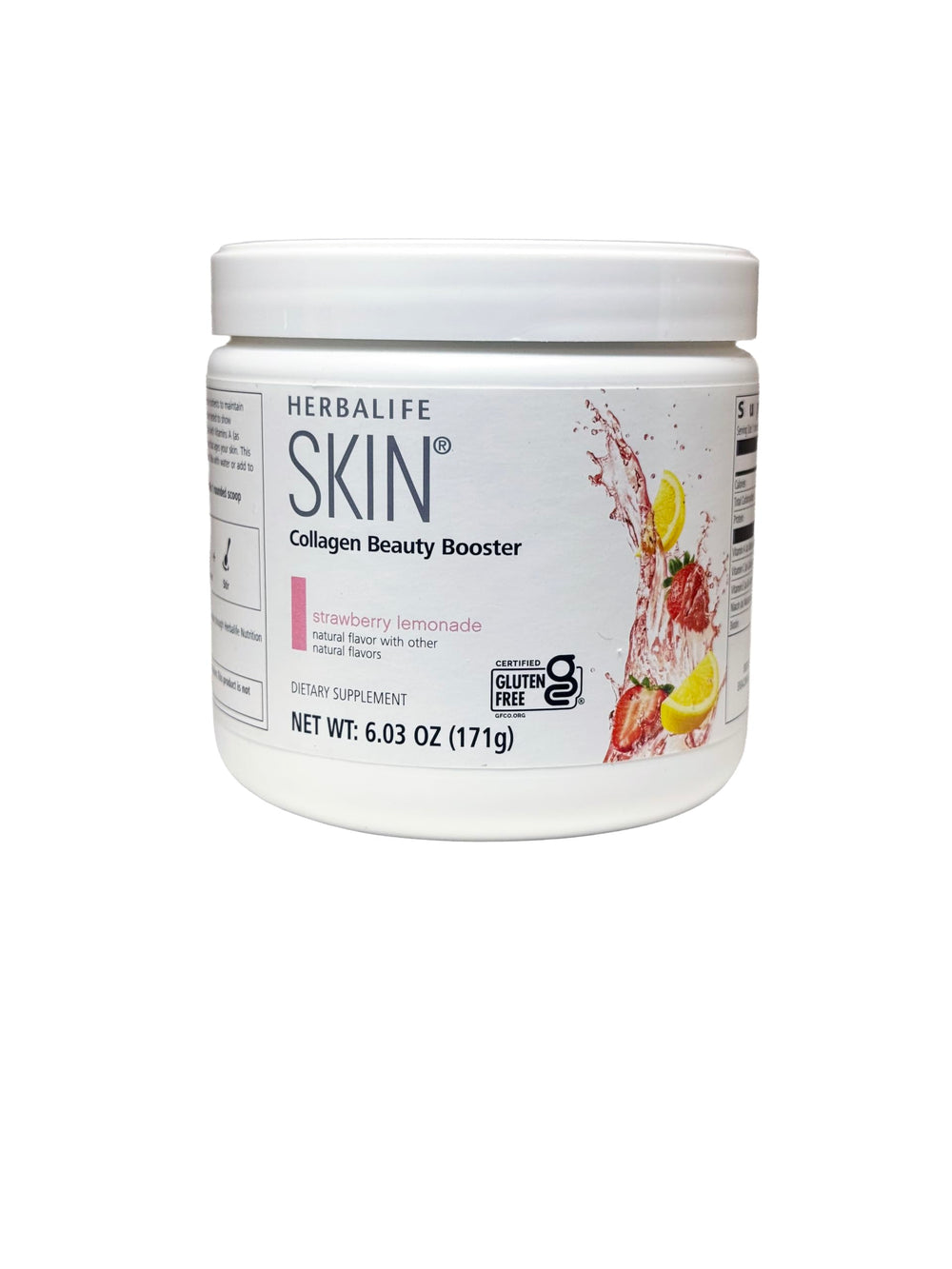 Herbalife SKIN collagen strawberry lemonade bottle promotes radiant skin from within.