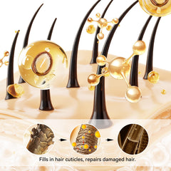 Herbalosophy keratin conditioner on hair aiding detangling and shine.