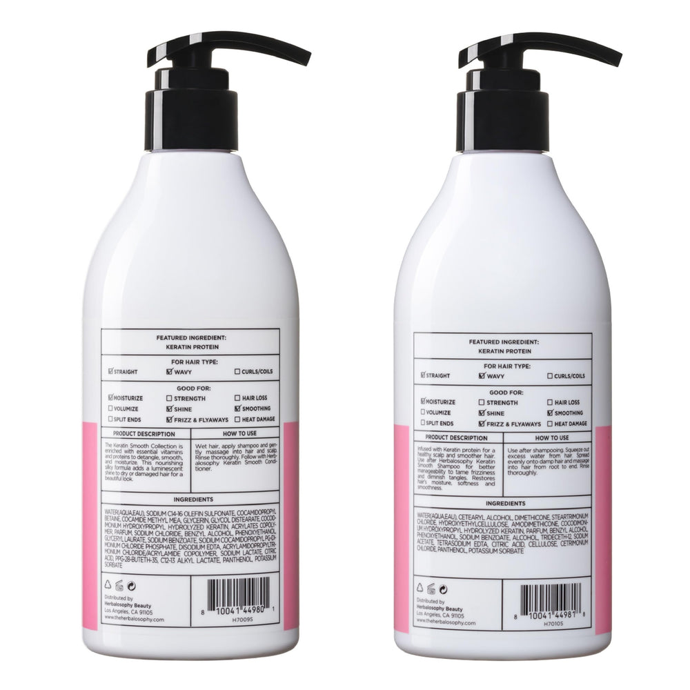 Herbalosophy keratin duo packaging with two 16.9 oz bottles.