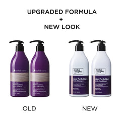 Herbalosophy purple conditioner tube flatlay highlights color protection for gray and blonde hair