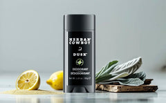 Herban Cowboy Forest Aloe Deodorant being applied for a smooth, comfortable glide