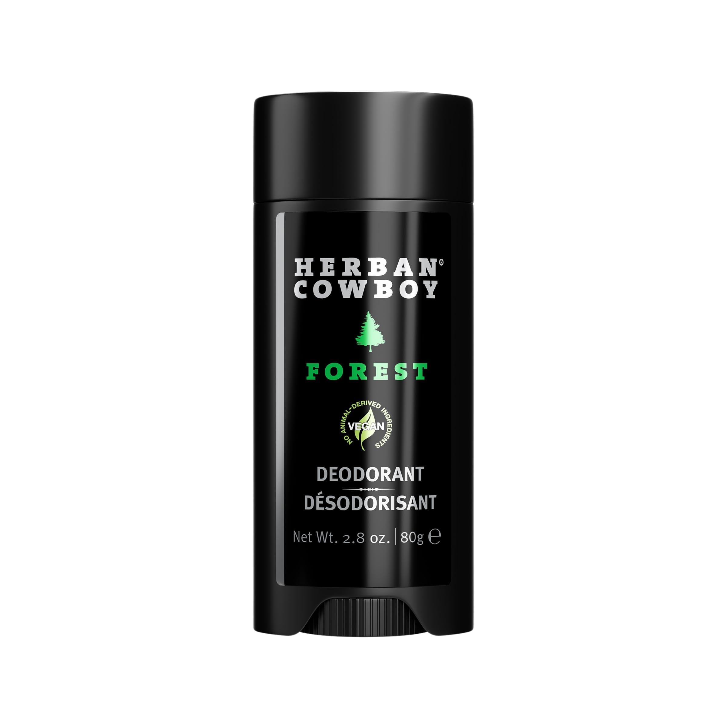 Herban Cowboy Forest Aloe Infused Deodorant bottle highlights forest-inspired freshness for daily wear.