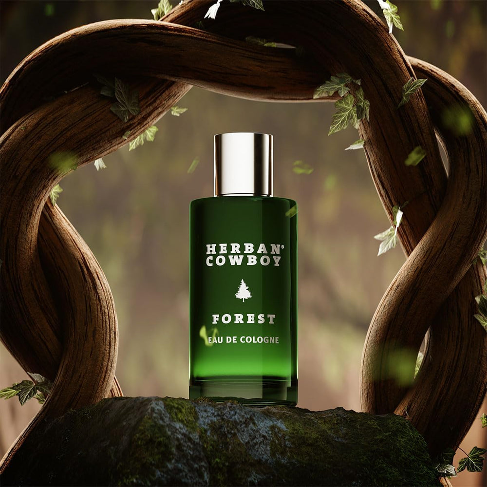 Herban Cowboy trio display featuring citronnelle scent for fresh daytime fragrance.