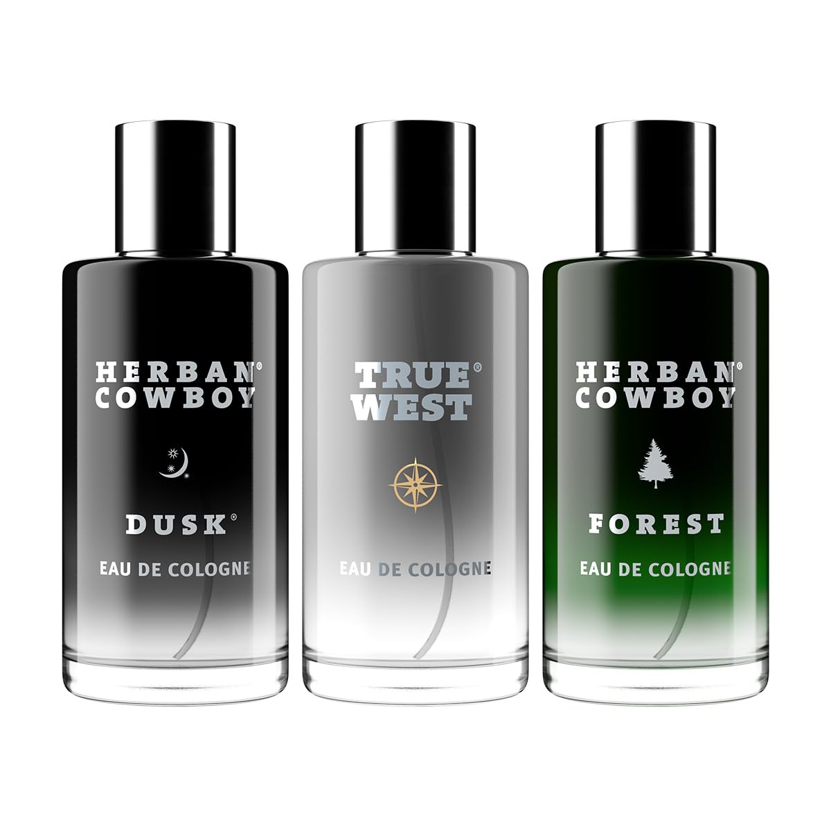 Herban Cowboy True West fragrance visual emphasizes depth from essential oils.
