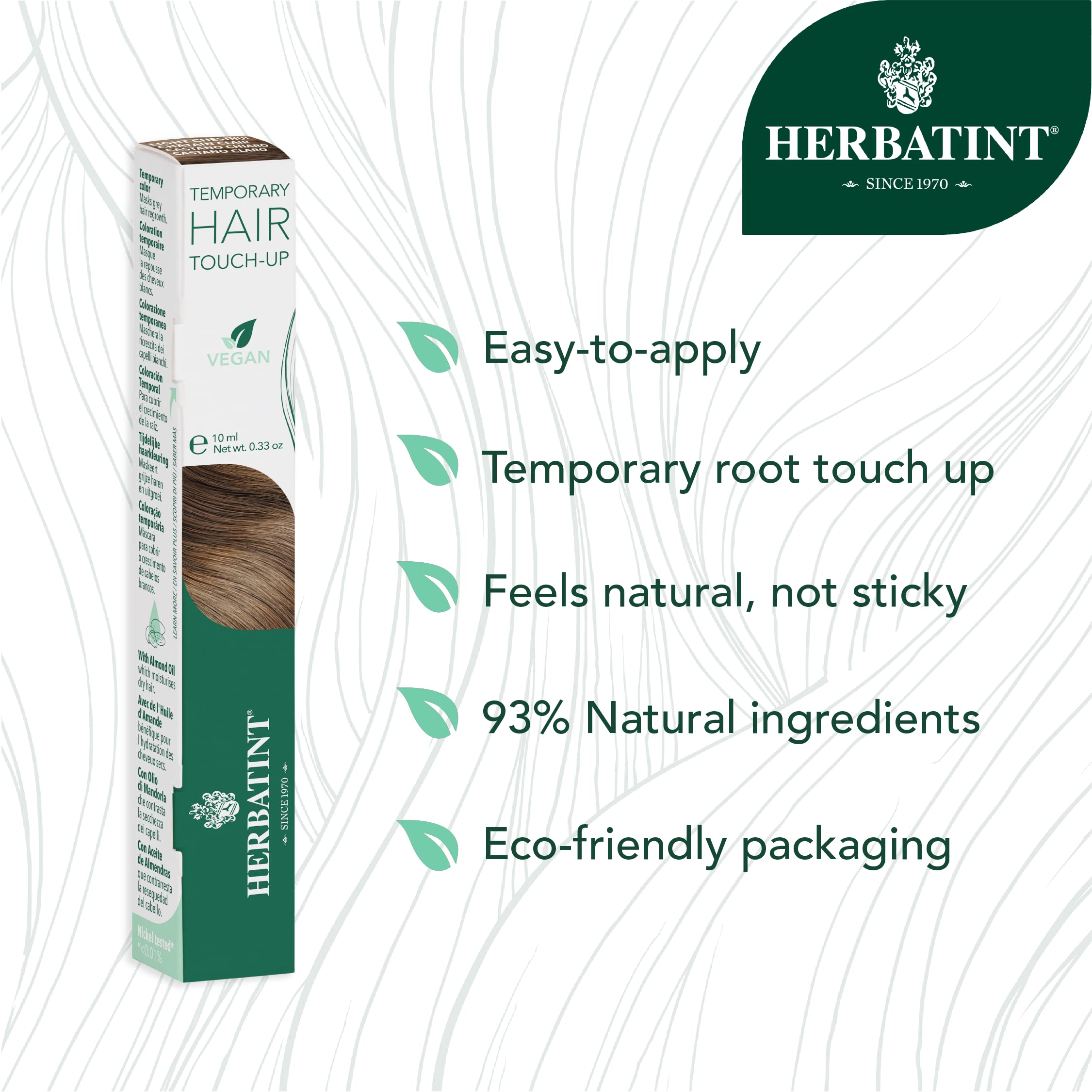 Herbatint root concealer no-rinse formula for fast, mess-free touch-ups.