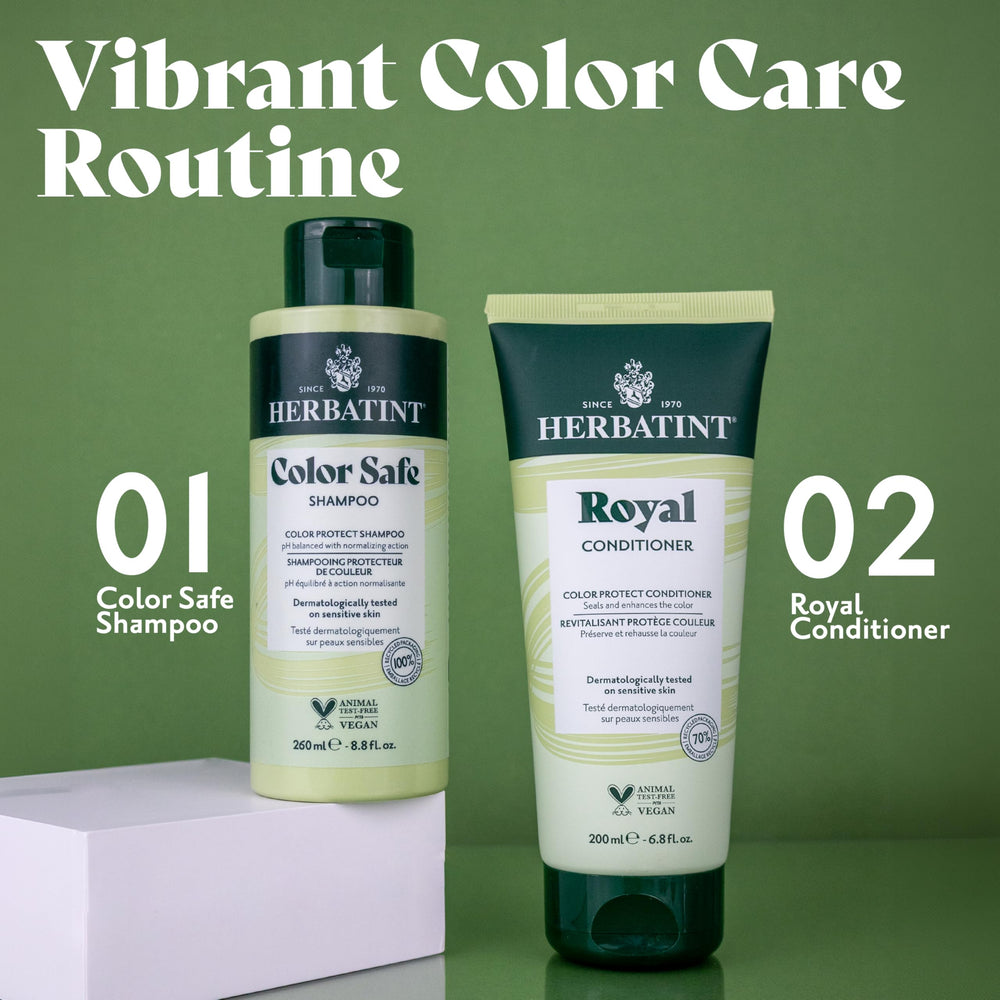 Bathroom scene with Herbatint Royal Conditioner as part of daily routine.