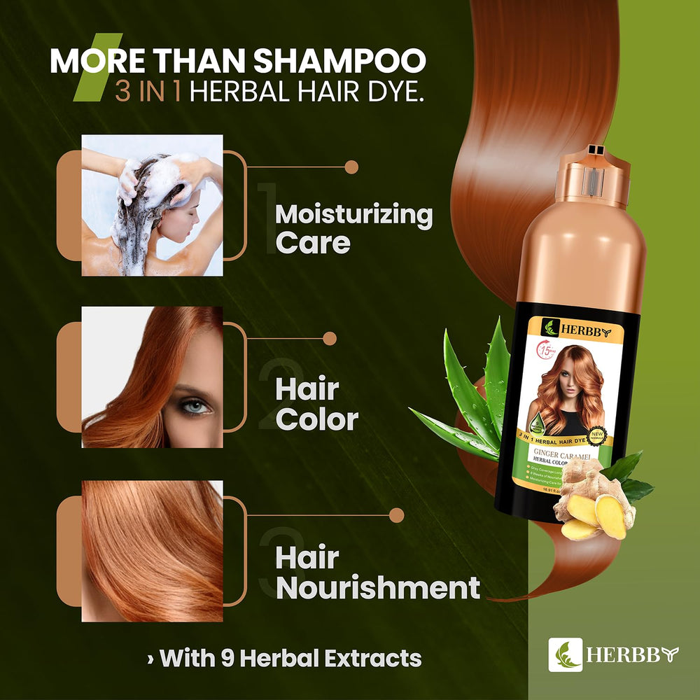 HERBBY before-after image hints at noticeable shade change on natural hair
