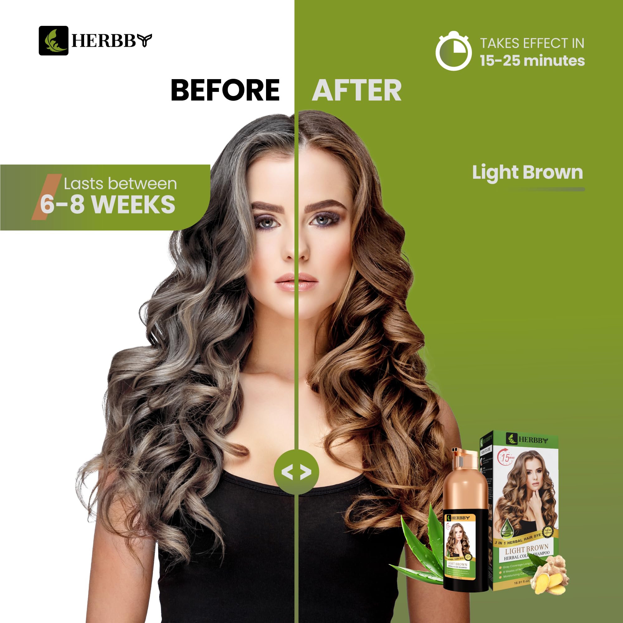 HERBBY hair color shampoo color-transformation delivers vibrant, long-lasting shade at home.