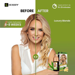 Close-up of HERBBY transforming hair to vibrant, even color