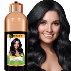HERBBY Hair Color Shampoo provides gray hair coverage for a natural look