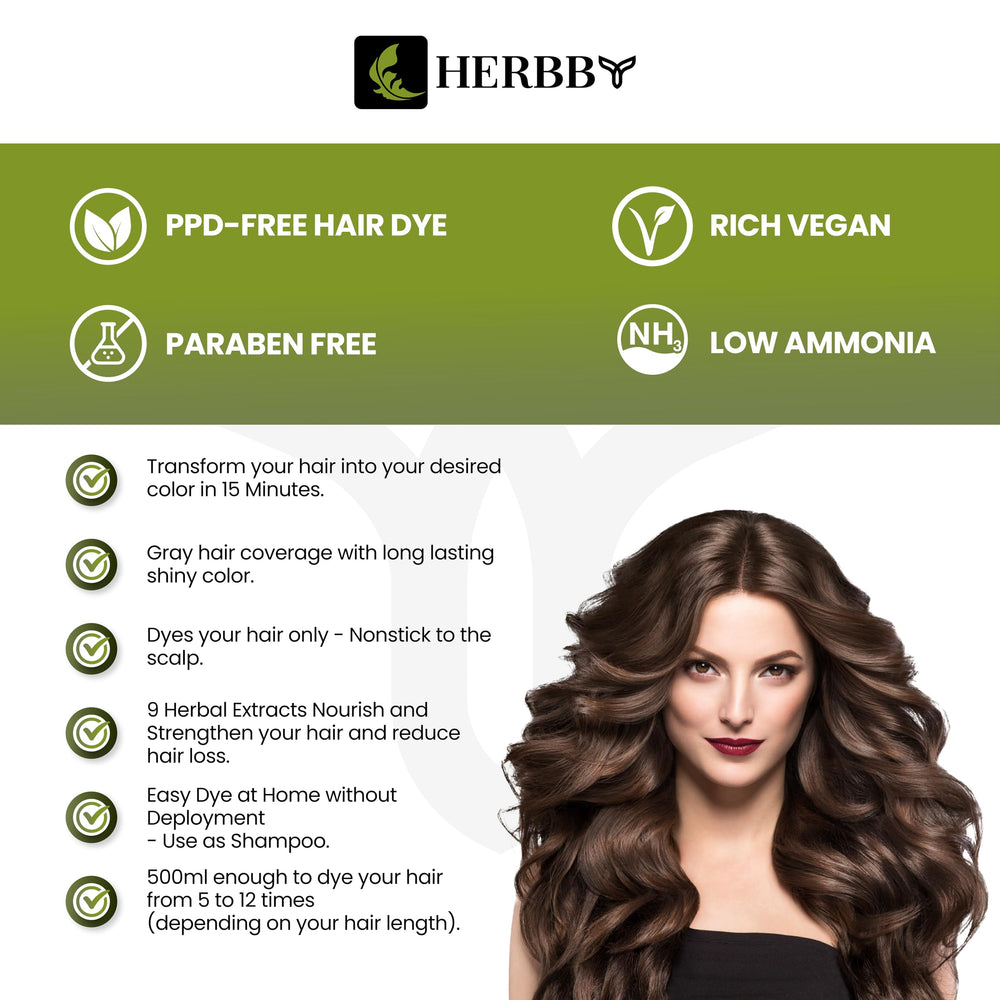 Low-ammonia HERBBY formula balancing color and scalp comfort