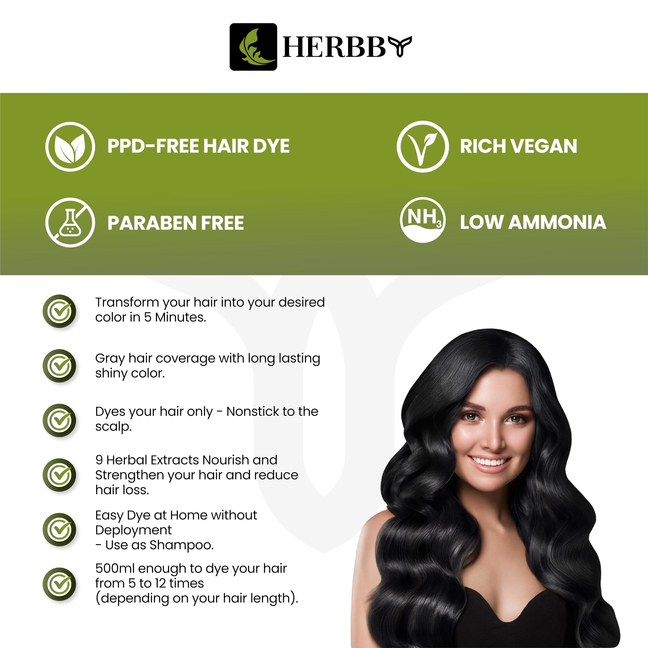 HERBBY Hair Color Shampoo delivers shiny soft evenly colored hair