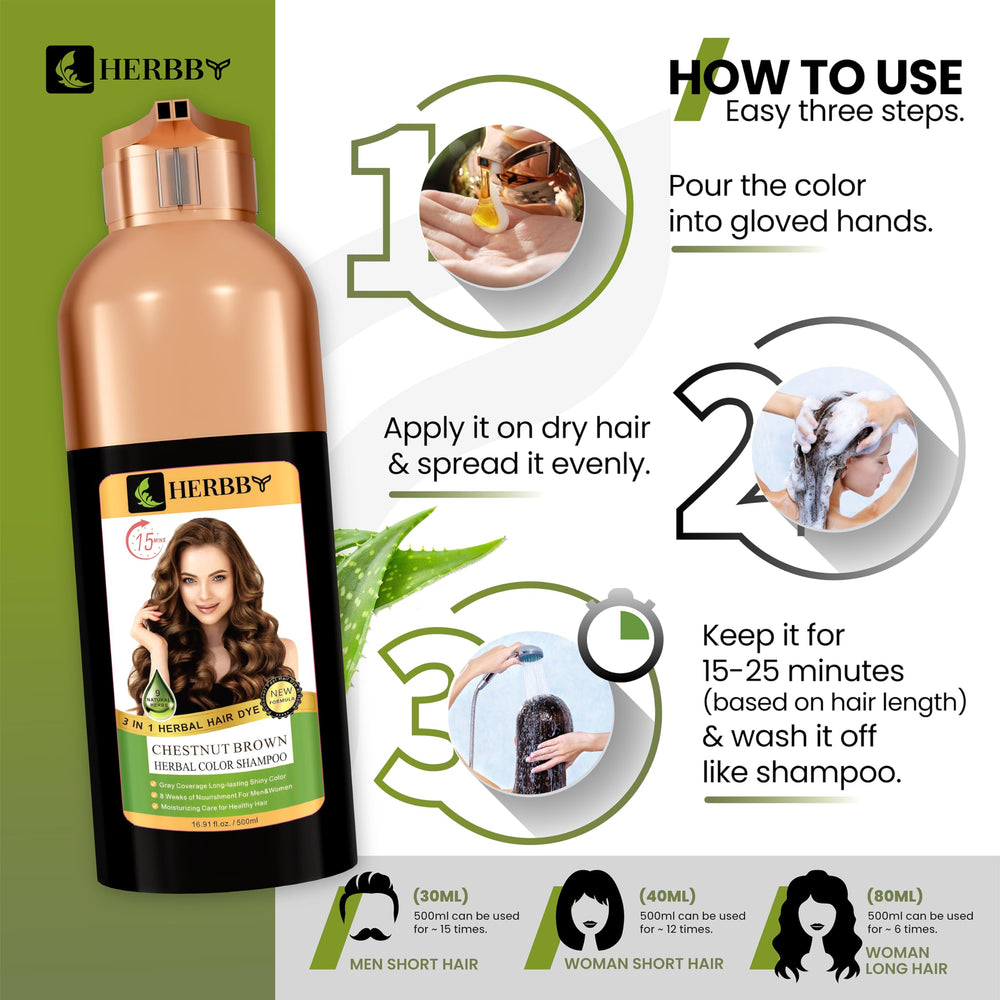 Shiny, even color result on real hair with HERBBY.